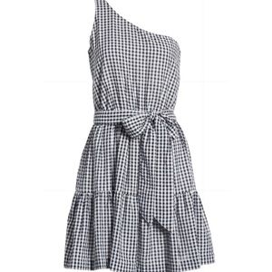 Vineyard Vines Gingham Seersucker One Shoulder Tie Dress | Size 2